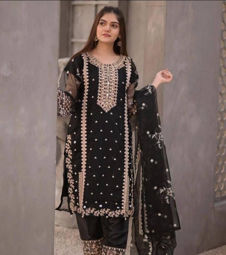 Women's Organza Suit with Cotton Silk Trouser &amp; Inner