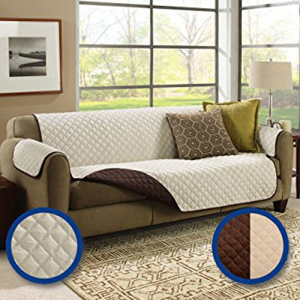 Reversible Washable Double Sofa Cover – Elegant Brown