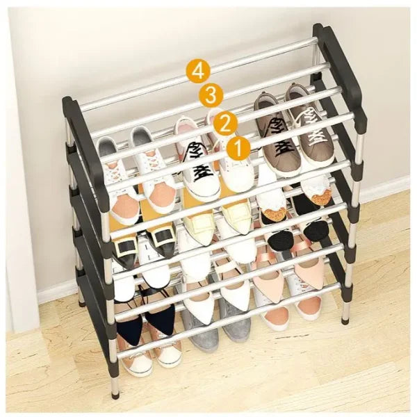 Stackable Tier Shoe Rack with Side Support – Indoor & Outdoor Free-Standing Storage