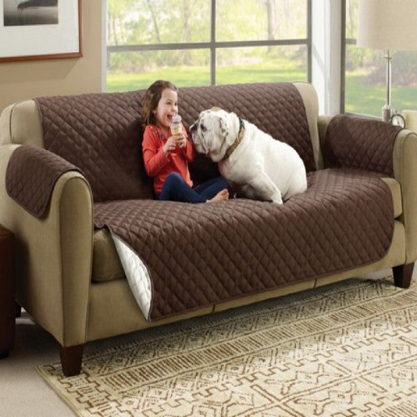 Reversible Washable Double Sofa Cover – Elegant Brown