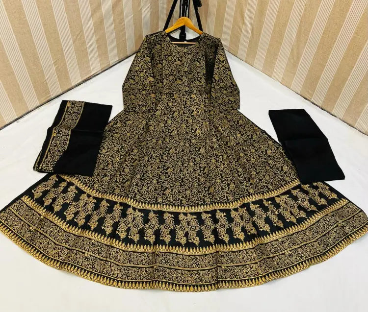 Gold Printed  Silk Maxi for Pretty Women and Girls