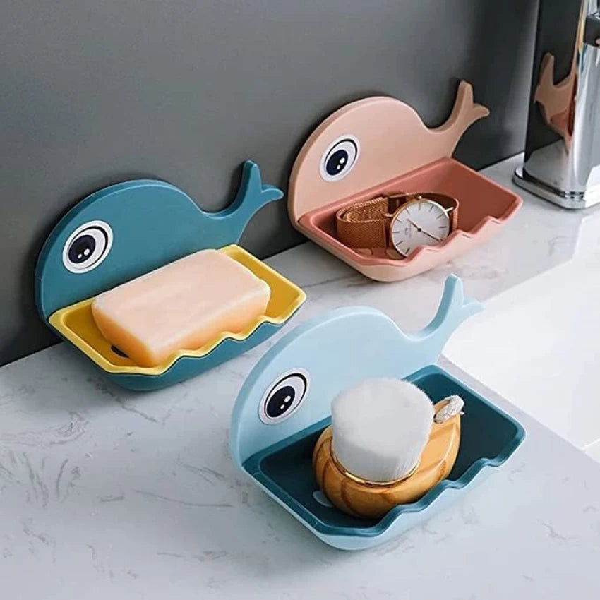 Whale Shaped Double Layer Soap Holder for Bathroom & Kitchen