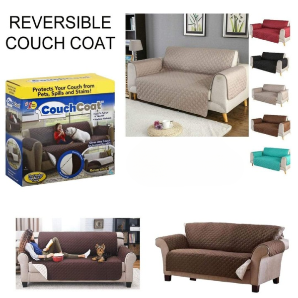 Reversible Washable Double Sofa Cover – Elegant Brown