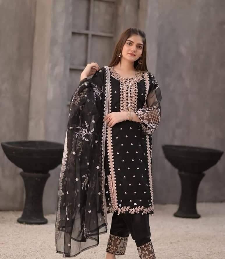 Women's Organza Suit with Cotton Silk Trouser &amp; Inner