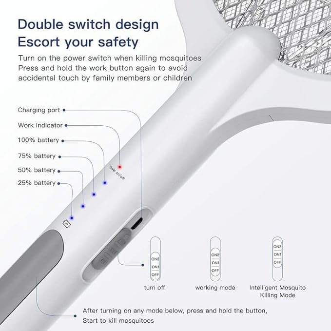 2-in-1 Rechargeable Insect Killer Racket & Lamp