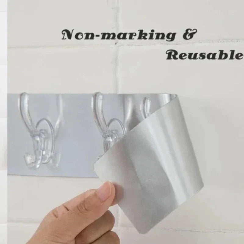 ( Pack of 3 ) Self Adhesive Wall Mounted Hooks Strip