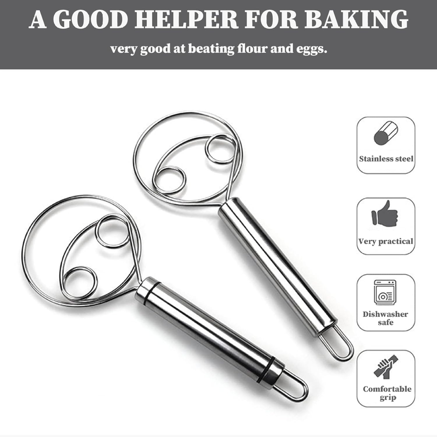 (Buy1 Get 1 Free) Stainless Steel Dough Mixer with Hanging Hole