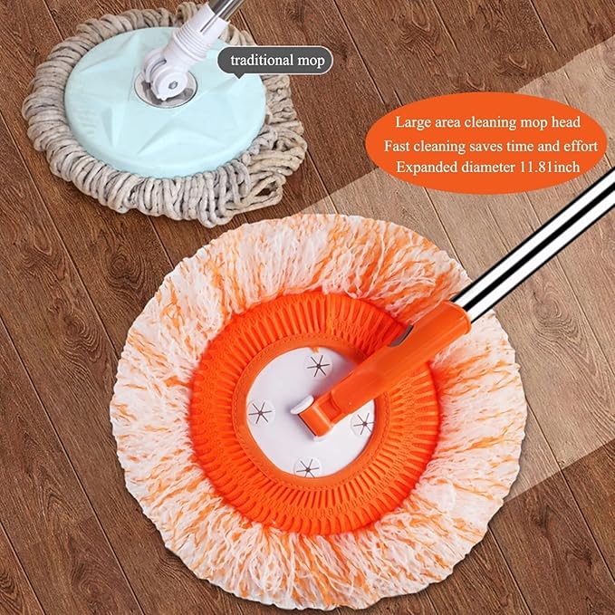 360° Rotating Round Shape Extendable Microfiber Mop For Floor Cleaning