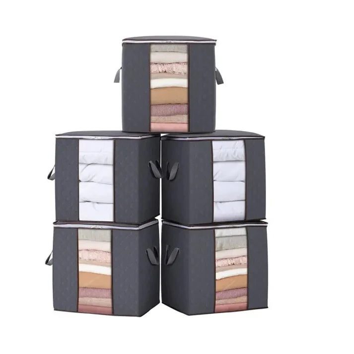 ( Pack OF 4) Grey Bamboo Storage Bag