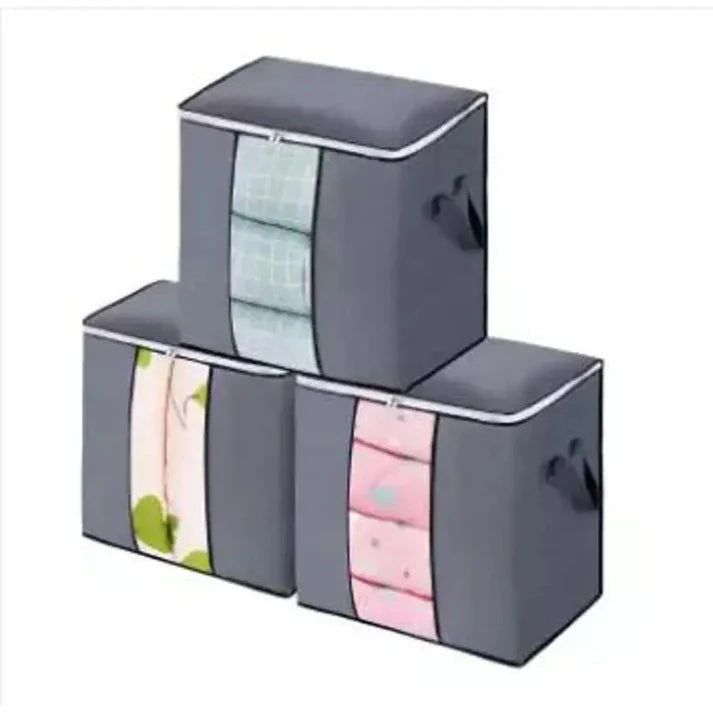 ( Pack OF 4) Grey Bamboo Storage Bag