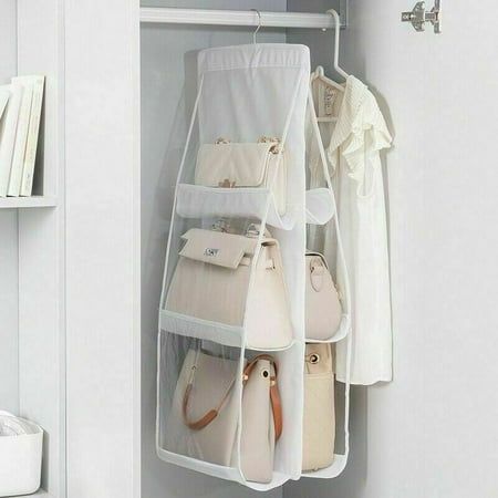 Foldable Hanging Handbag Organizer with Six Pockets - Random Color