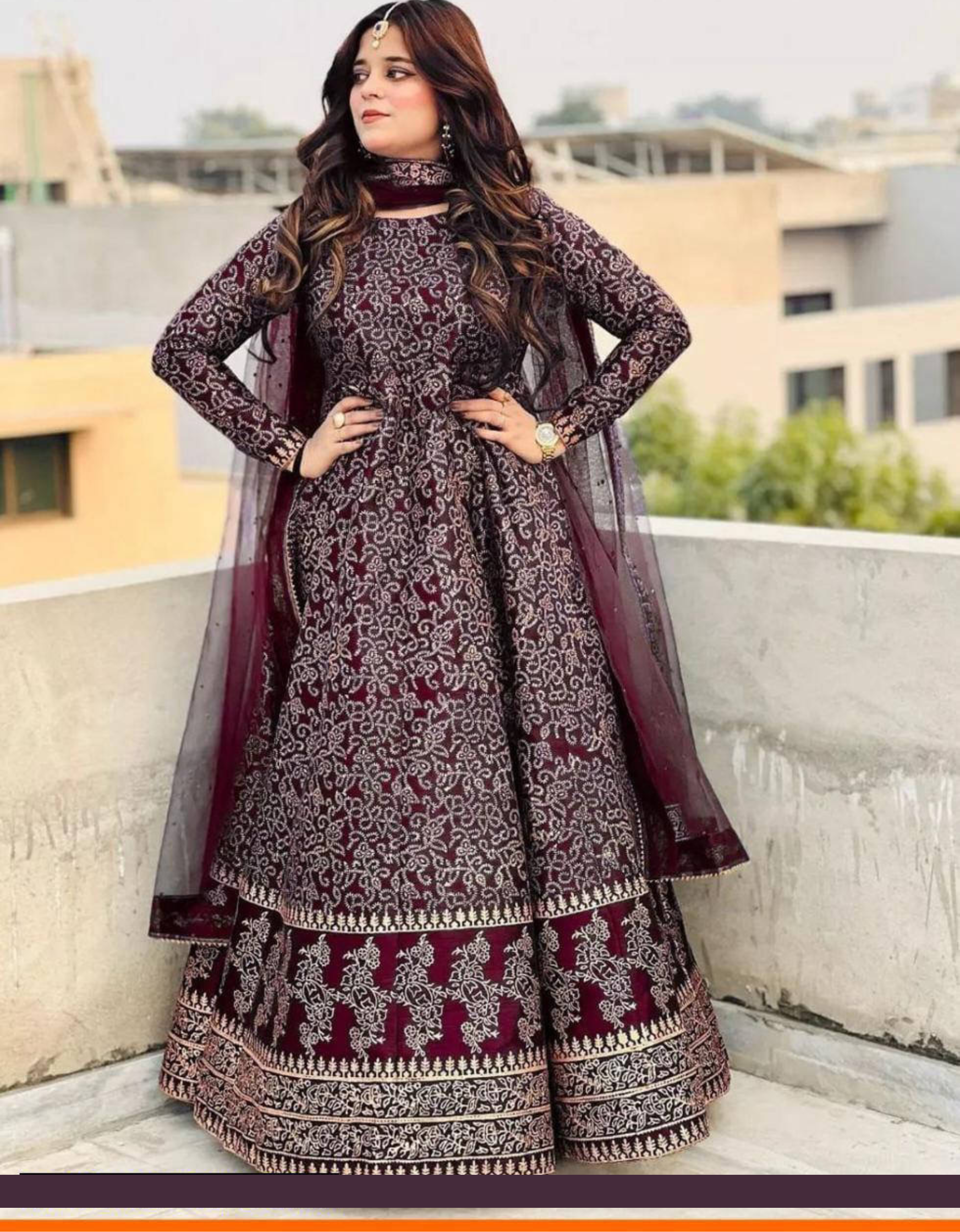 Gold Printed  Silk Maxi for Pretty Women and Girls