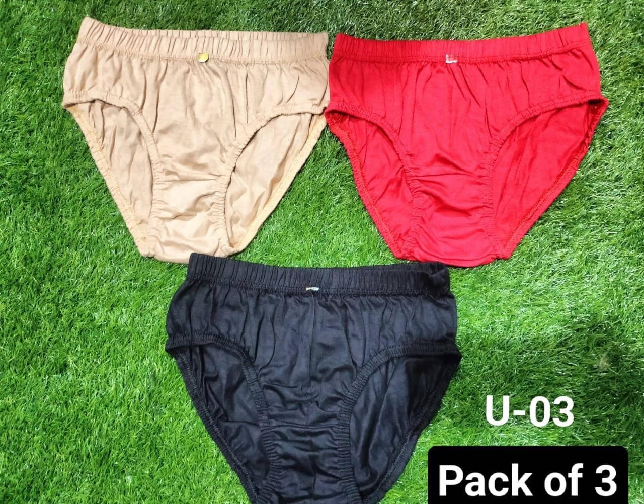 Soft Cotton Underwear, Pack of 3 - Free Delivery