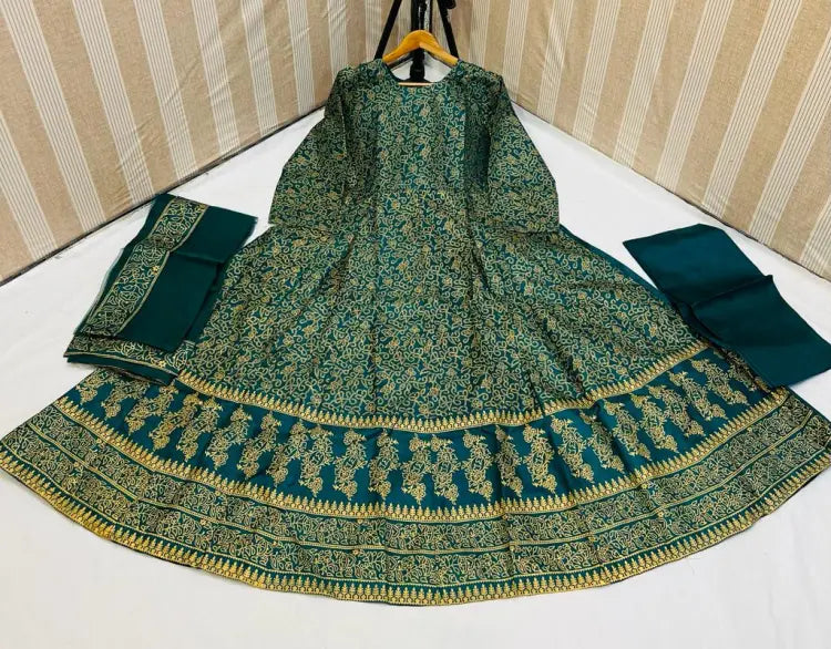Gold Printed  Silk Maxi for Pretty Women and Girls