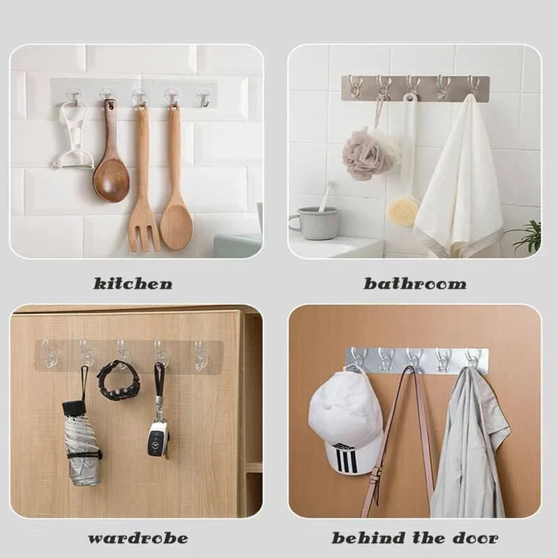 ( Pack of 3 ) Self Adhesive Wall Mounted Hooks Strip