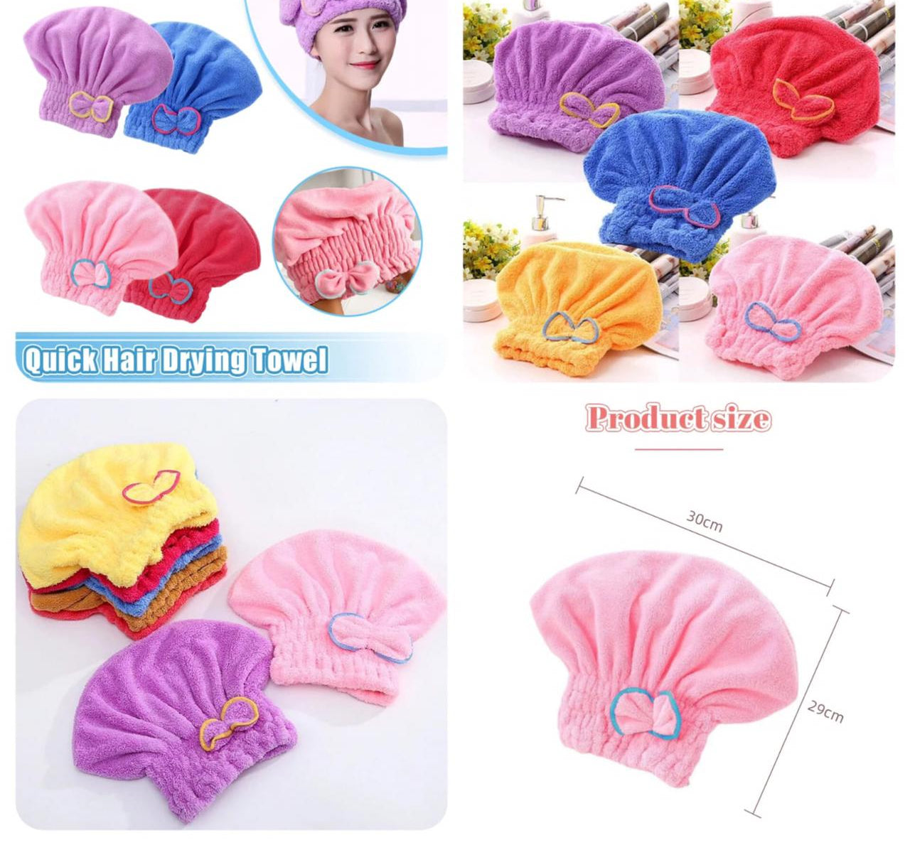 Microfibre Quick Hair Drying Cap (Pack Of 2 )