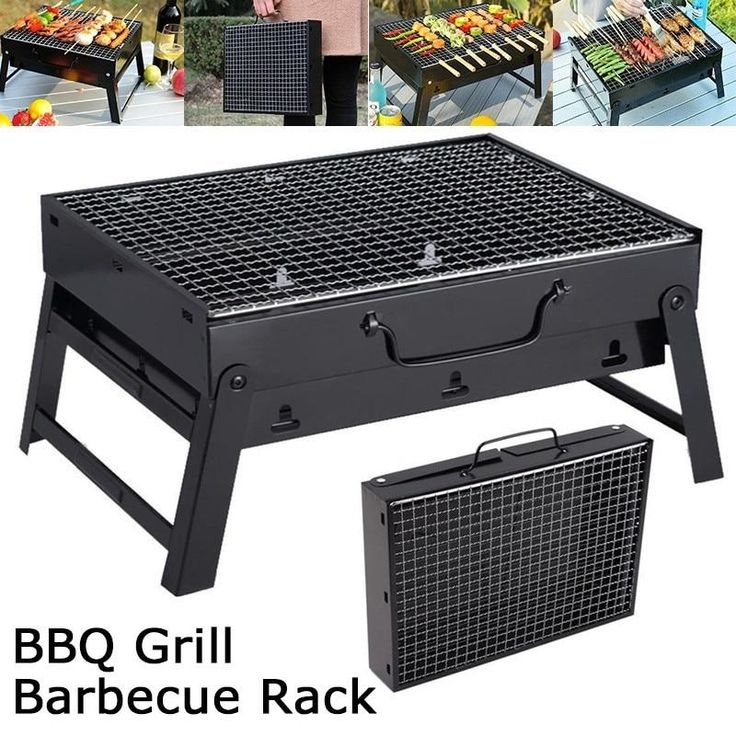 Portable Foldable Charcoal BBQ Grill – Black Carbon Steel Outdoor Barbecue Oven