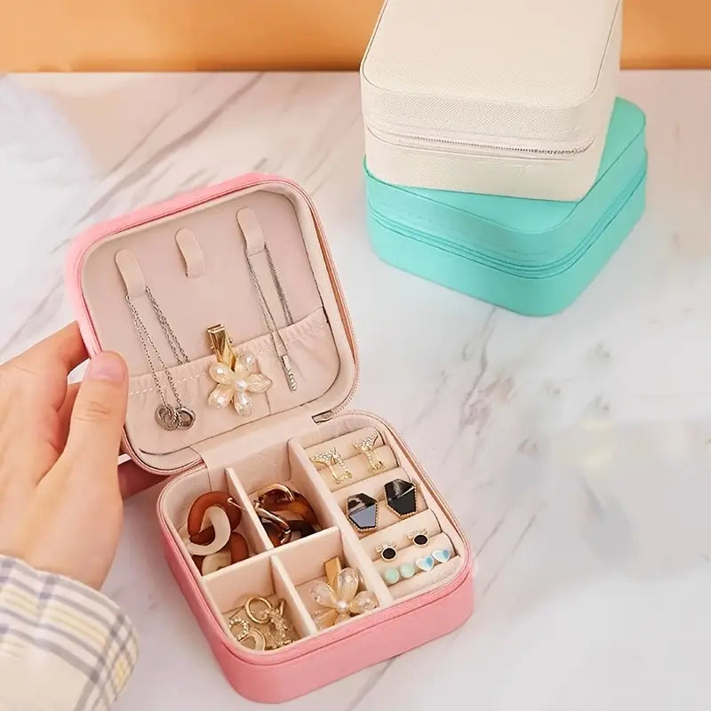 Leather Jewelry Box & Organizer (Random Color)